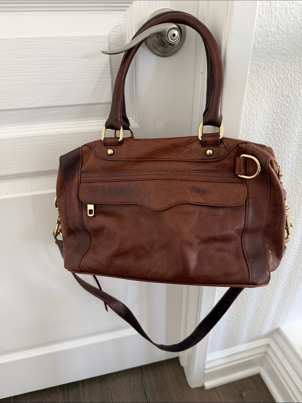 Rebecca Minkoff Brown Leather Satchel with Gold Hardware